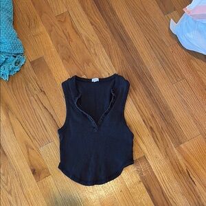 Garage Gray Fitted Crop Tank Top